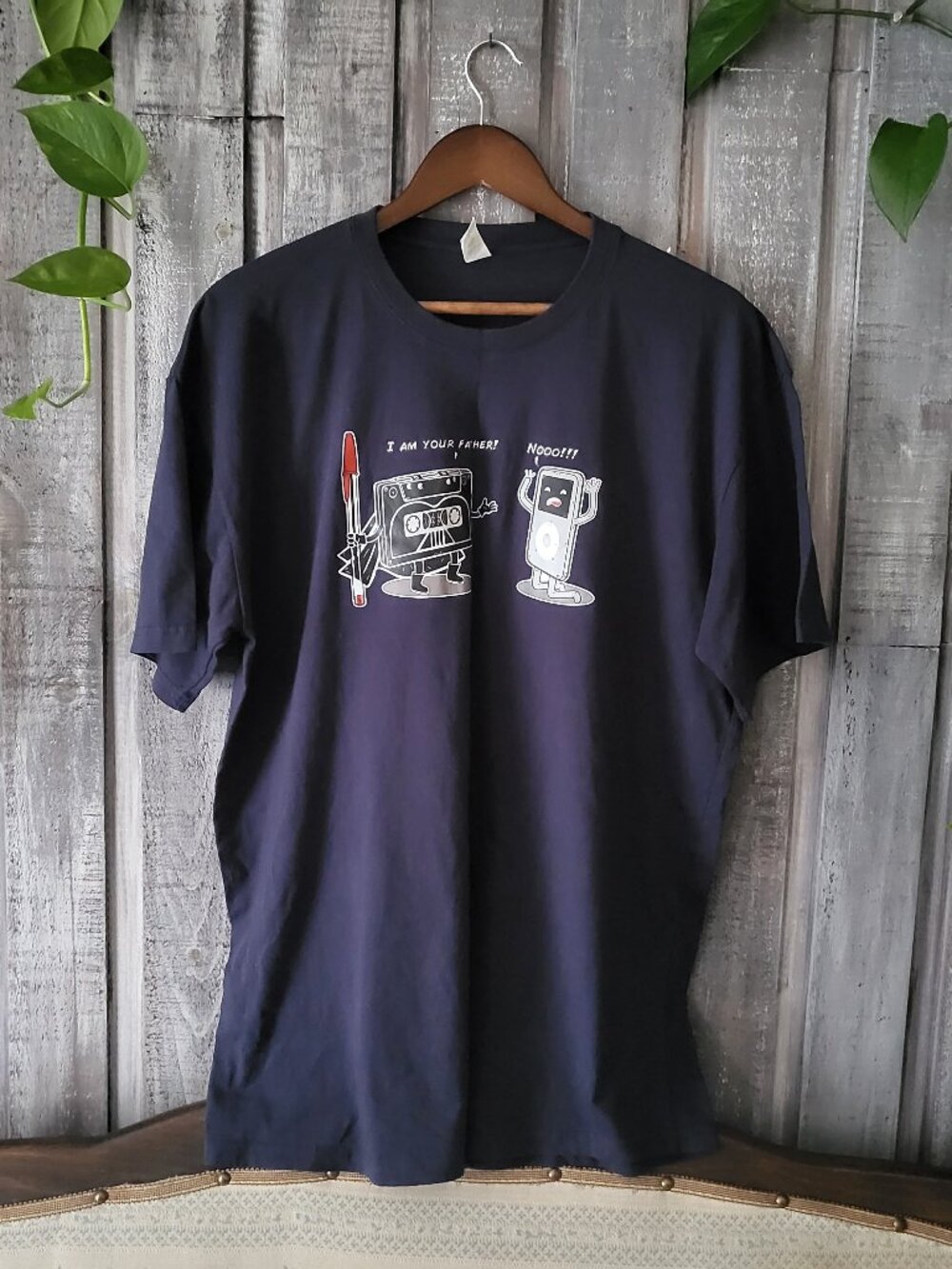 NWOT Star Wars Parody Cassette iPod Shirt PTP 26"